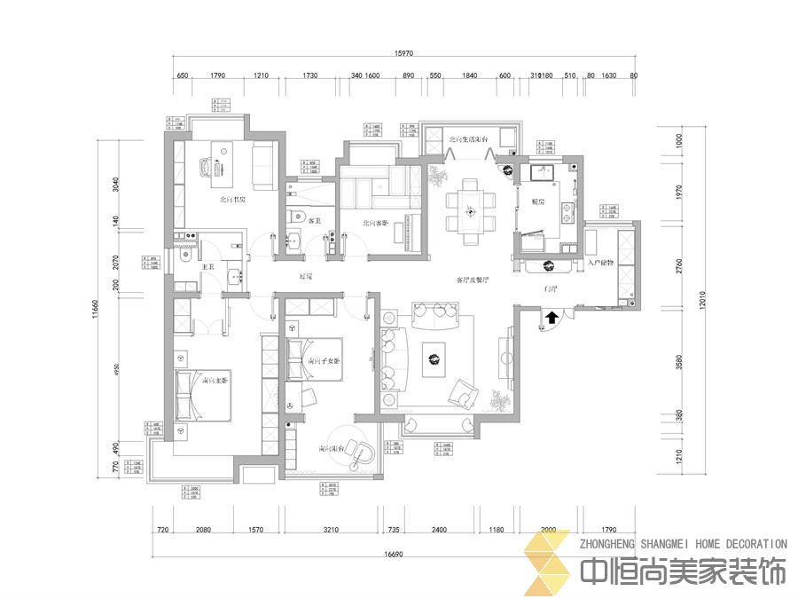 西安,西安家装,西安家装设计,西安小户型设计公司,装修案例曲江意境150平效果图