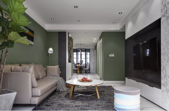 131㎡简约案例，文艺格调复古绿，让人眼前一亮