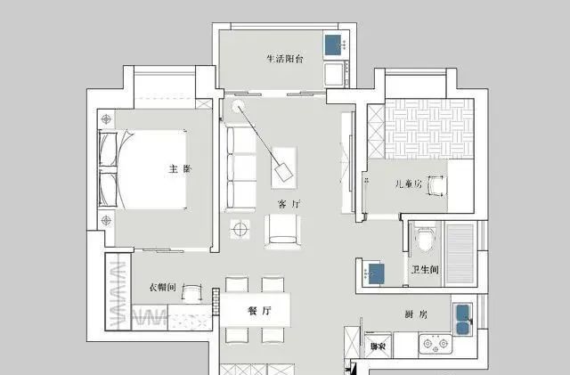 85㎡两室变三室，三口轻奢之家