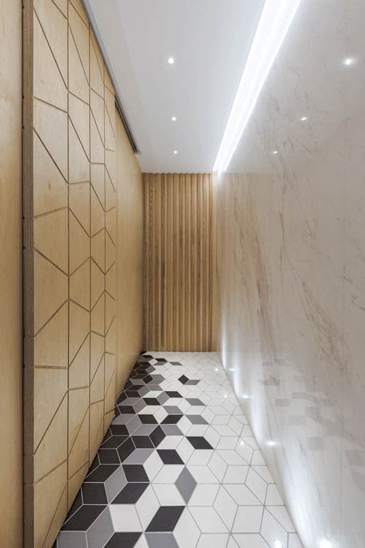 64平的简约风小户型二居室，几何六边砖搭配温馨木质