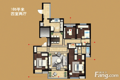 西安,西安家装,西安家装设计,西安小户型设计公司,装修方案户型：4居165平米