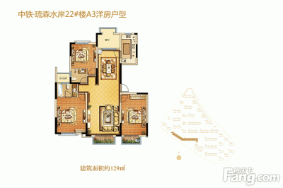 西安,西安家装,西安家装设计,西安小户型设计公司,装修方案户型：3居129平米