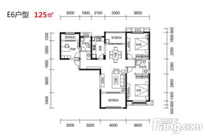 西安,西安家装,西安家装设计,西安小户型设计公司,装修方案户型：3居室125平米