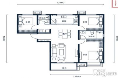 西安,西安家装,西安家装设计,西安小户型设计公司,装修方案户型：3居室128平米