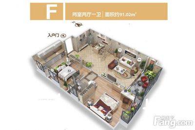 西安,西安家装,西安家装设计,西安小户型设计公司,装修方案户型：2居室94平米