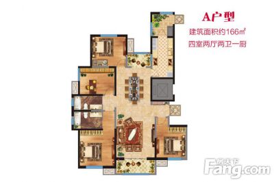 西安,西安家装,西安家装设计,西安小户型设计公司,装修方案户型：4居室166平米