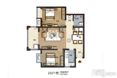 西安,西安家装,西安家装设计,西安小户型设计公司,装修方案户型：2居室92平米