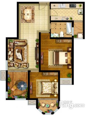 西安,西安家装,西安家装设计,西安小户型设计公司,装修方案户型：3室2厅1卫