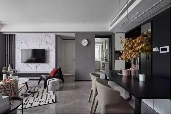 126平的三居室，独特的后现代风，充满了轻奢感